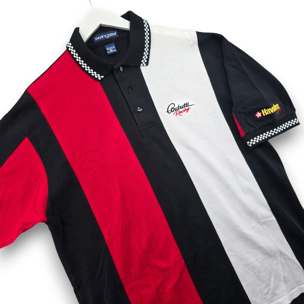 Swingster Andretti Racing Polo Mens XL Red Black White Havoline Colorblock USA
